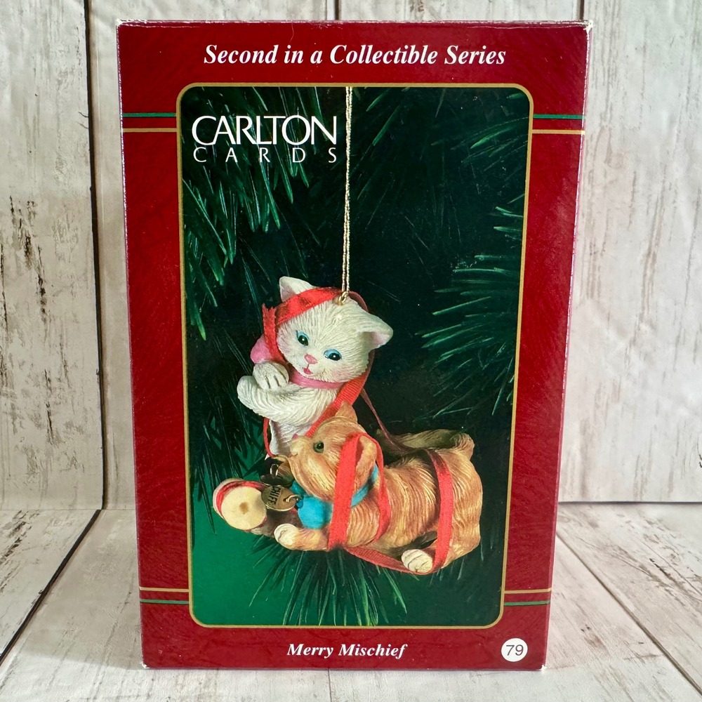 Carlton Cards Merry Mischief Kitten Ornament Second in Series # 79 Boxed